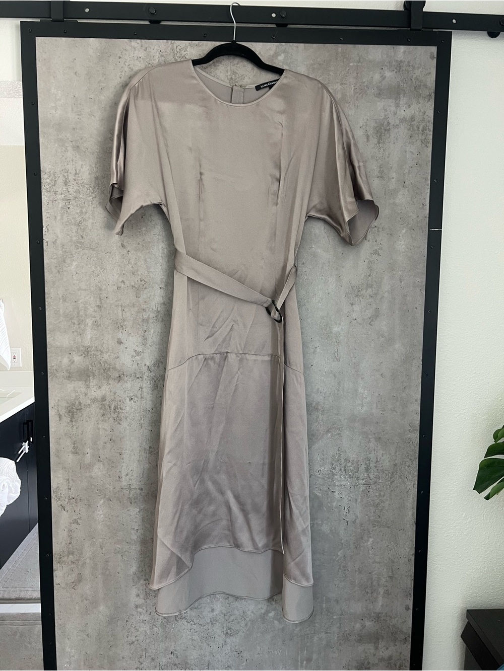 Metallic Satin Midi Dress